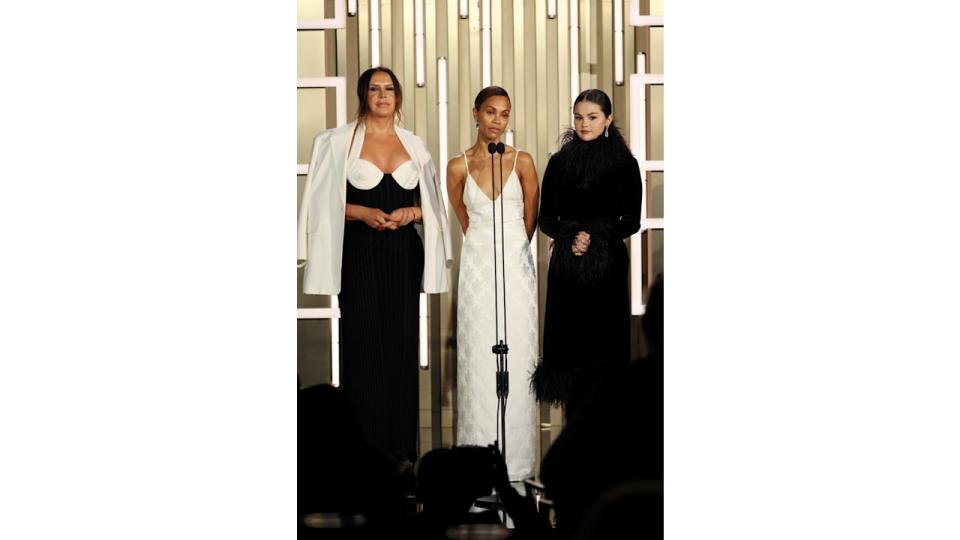 Selena Gomez speak onstage during the TIFF Tribute Awards during the 2024 Toronto International Film Festival at Fairmont Royal York on September 08, 2024 in Toronto, Ontario. (Photo by Jemal Countess/Getty Images)