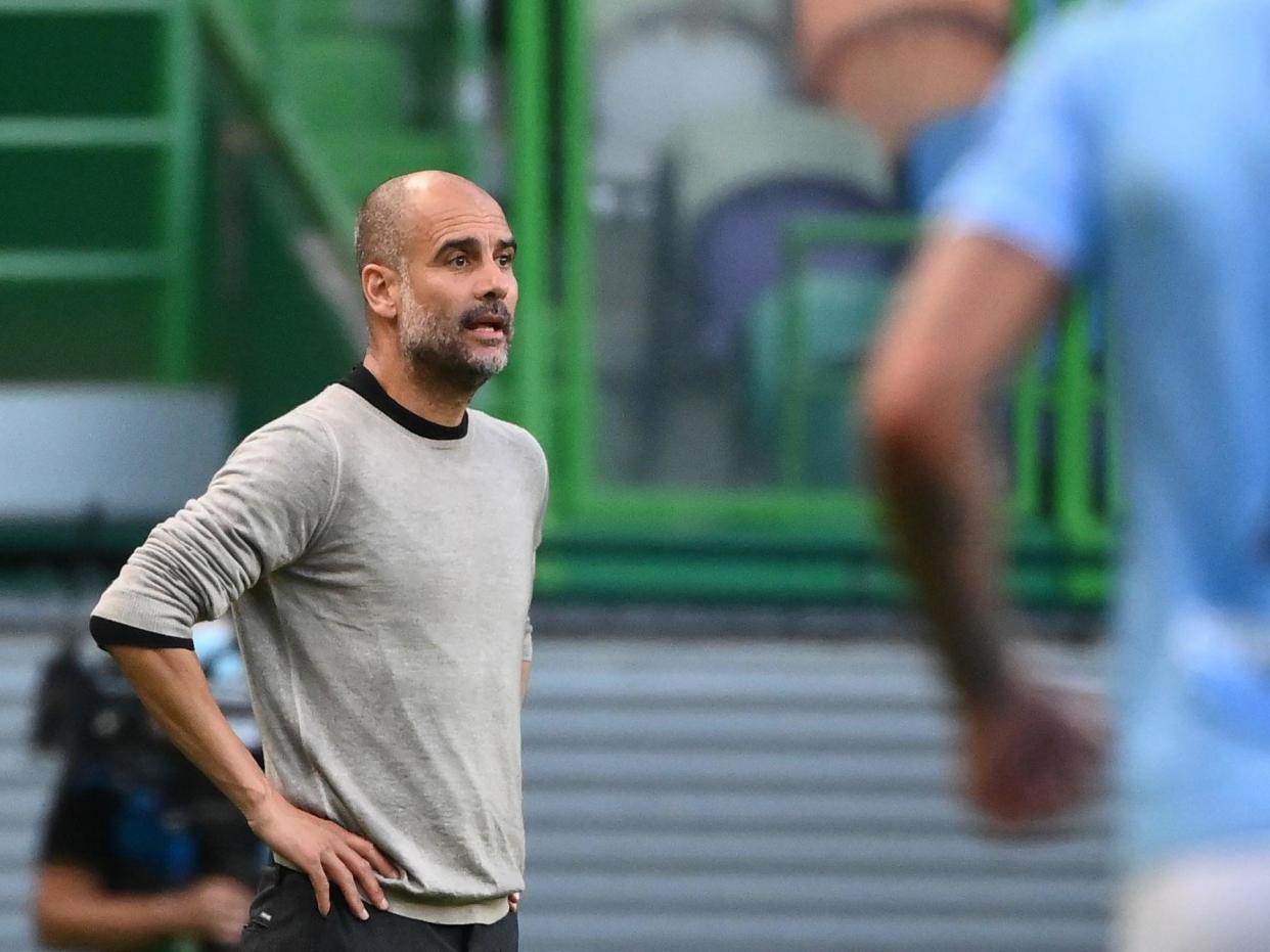 Man City manager Pep Guardiola: POOL/AFP via Getty Images