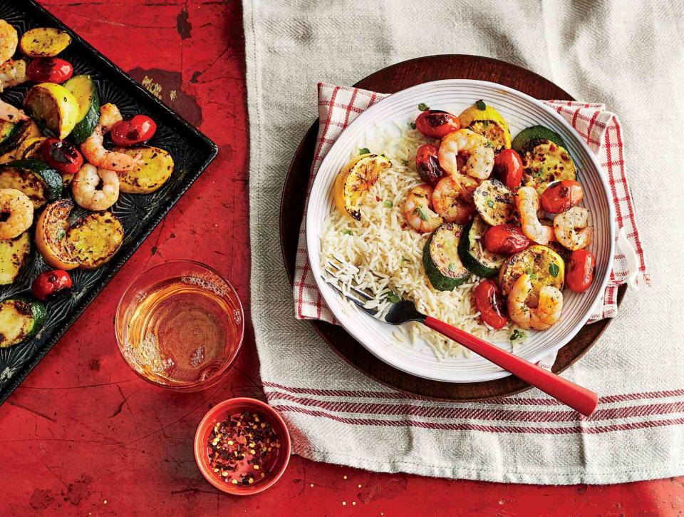 Sheet Pan Shrimp and Vegetables with Rice