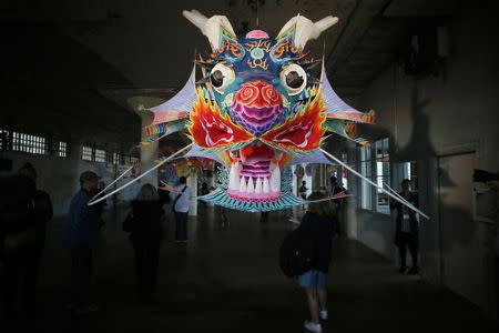 Ai Weiwei's installation "With Wind" is presented at the Golden Gate National Recreation Area's Alcatraz Island near San Francisco, California, September 24, 2014. REUTERS/Beck Diefenbach