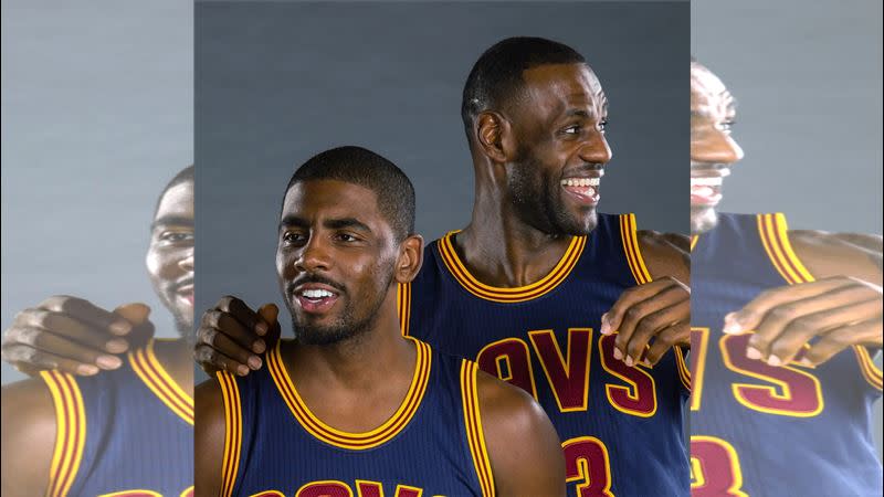 厄文（Kyrie Irving）可能和詹姆斯（LeBron James）在湖人重聚。（圖／翻攝自Legion Hoops推特）