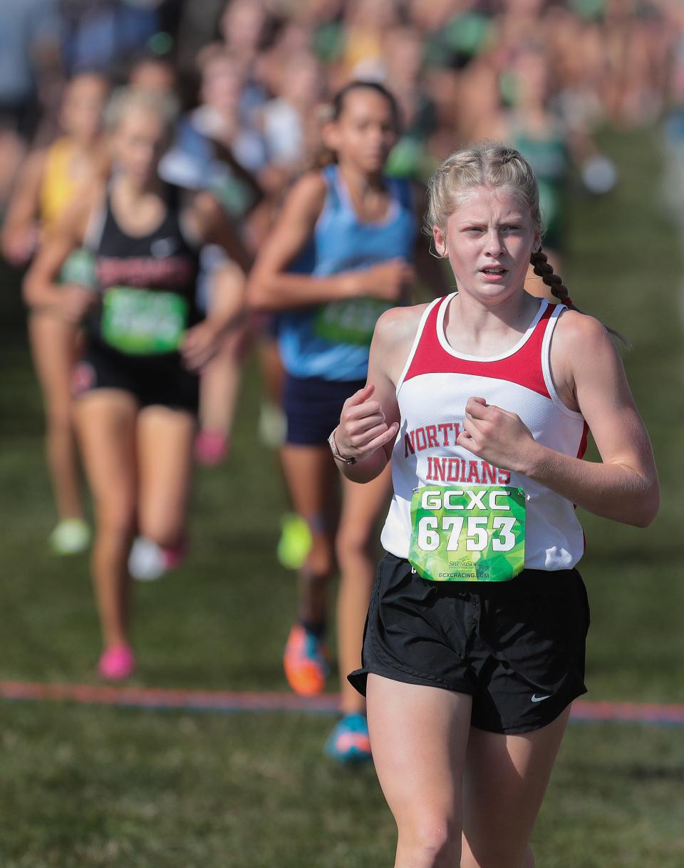 Northwest's Madelyn Begert finished third in the girls varsity at the GlenOak Golden Eagle Invitational cross country meet Saturday, August 27, 2022.