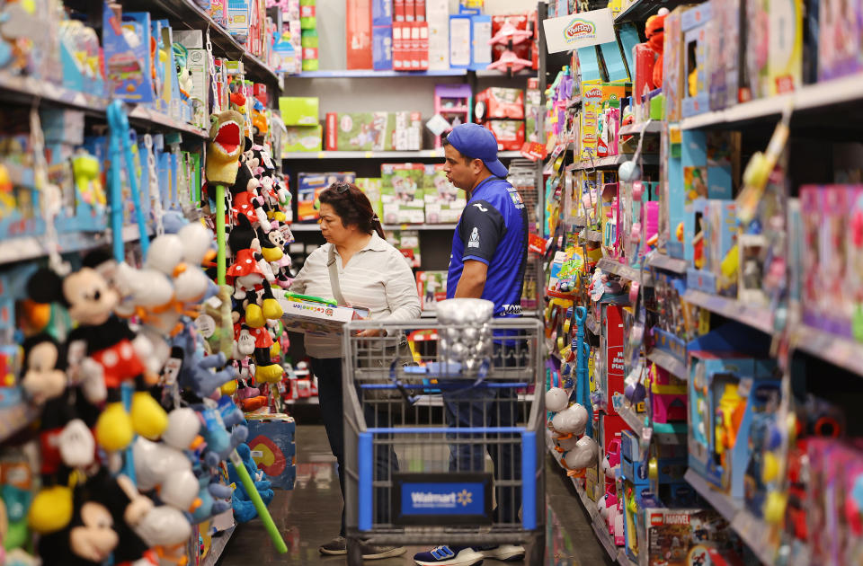 BURBANK, CALIFORNIA - NOVEMBER 14: People shop ahead of Black Friday at a Walmart Supercenter on November 14, 2023 in Burbank, California. Some early Black Friday deals are already in place at Walmart and other retailers ahead of Thanksgiving and the traditional holiday shopping season. (Photo by Mario Tama/Getty Images)