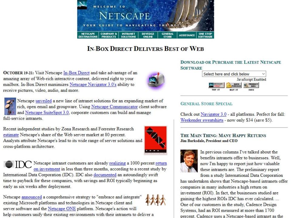 several paragraphs on the Netscape website in 1996