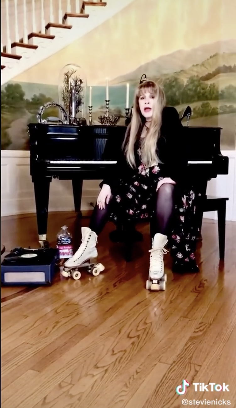 Stevie Nicks did her own "Dreams" challenge on TikTok. She wrote the song in 1976 and Fleetwood Mac released it the following year. (Screenshot: Stevie Nicks via TikTok)