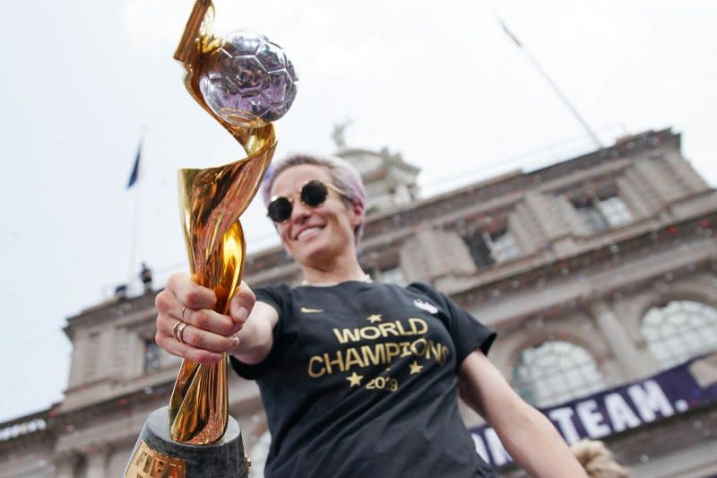 Megan Rapinoe, who won two World Cup titles with the United States Women's National Team, will finish her career in three games with the OL Reign. File Photo by John Angelillo/UPI
