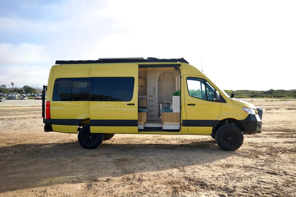 The exterior of Abbe Minor's van conversion.