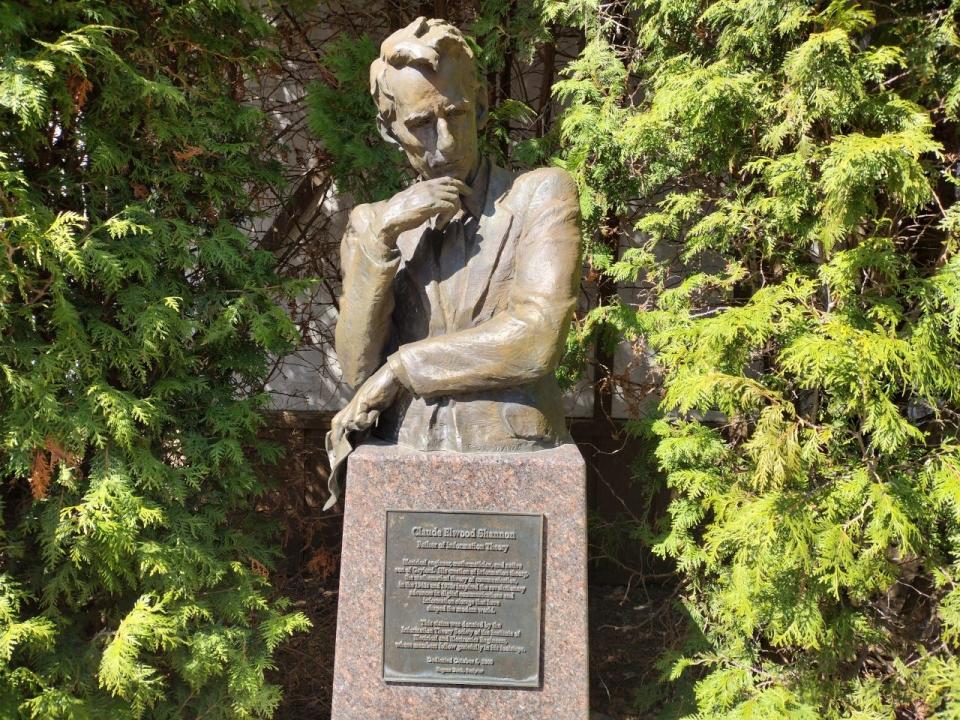 This is the statue of Claude Shannon in the park that is named after him in downtown Gaylord. It was unveiled in 2000.