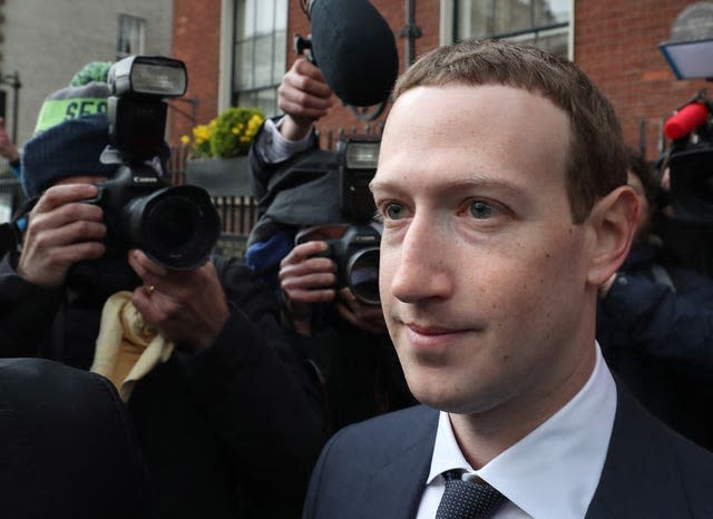 Facebook's Mark Zuckerberg (Niall Carson/PA)