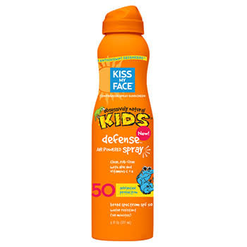 Active Ingredients: 3% avobenzone, 10% homosalate, 7.5% 0ctinoxate, 5%, octinoxate, 10%octocrylene This air-powered spray comes out almost like water with a completely clear finish. The super lightweight formula paired with the speed of a spray makes it ideal for kids who are sunscreen-averse. While this is the one chemical sunscreen on the list, it is Oxybenzone-free. The paraben-free, phthalate-free formula is designed to stay on for up to 40 minutes of water play. Kiss My Face Kids Defense Air Powered Spray SPF 50 ($11)