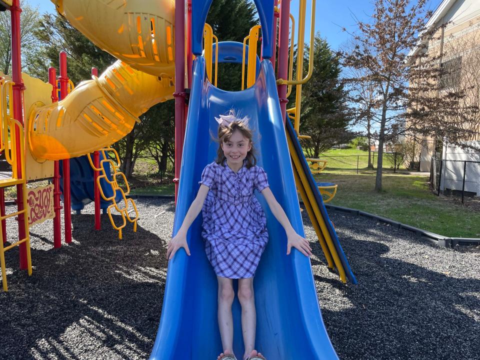 Charlie Howell, 8, gets out on the playground during the annual Spring Fling at Beaver Ridge United Methodist Church March 26, 2023.