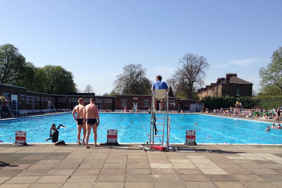 South London sun: Brockwell Park’s lido is an ever-popular spot 