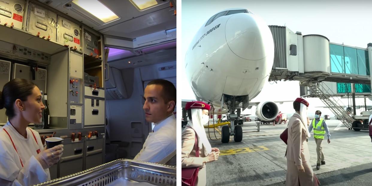 A picture of Nathalie and Stefano on the flight and a picture of the plane from the outside