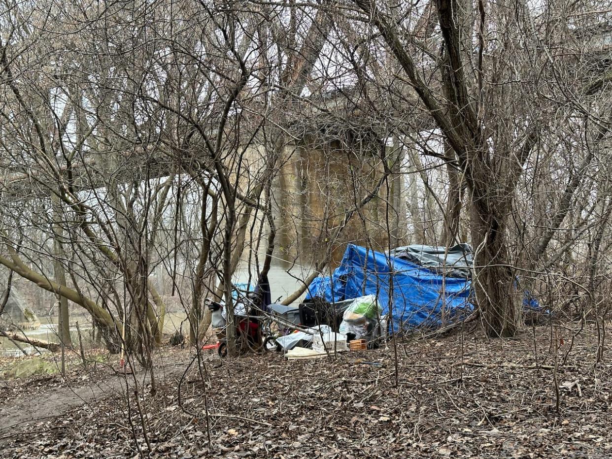 With nowhere to go, some of the people with the most acute needs in London sleep by the river.  (Kate Dubinski/CBC - image credit)