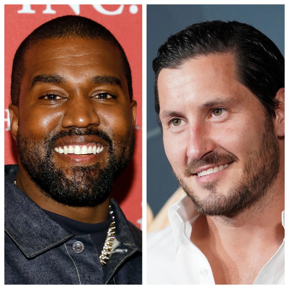 Kanye West (left) and Val Chmerkovskiy (right).