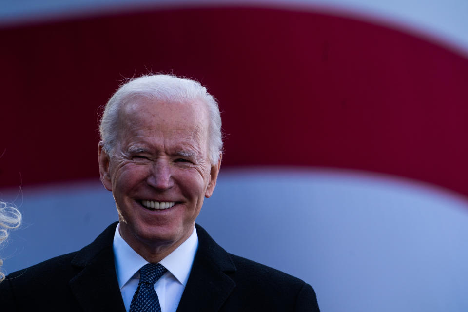 WILMINGTON, DE  January 19, 2021:  President- elect Joe Biden during a sending-off event in Wilmington, DE on January 19, 2021.  (Photo by Demetrius Freeman/The Washington Post via Getty Images)