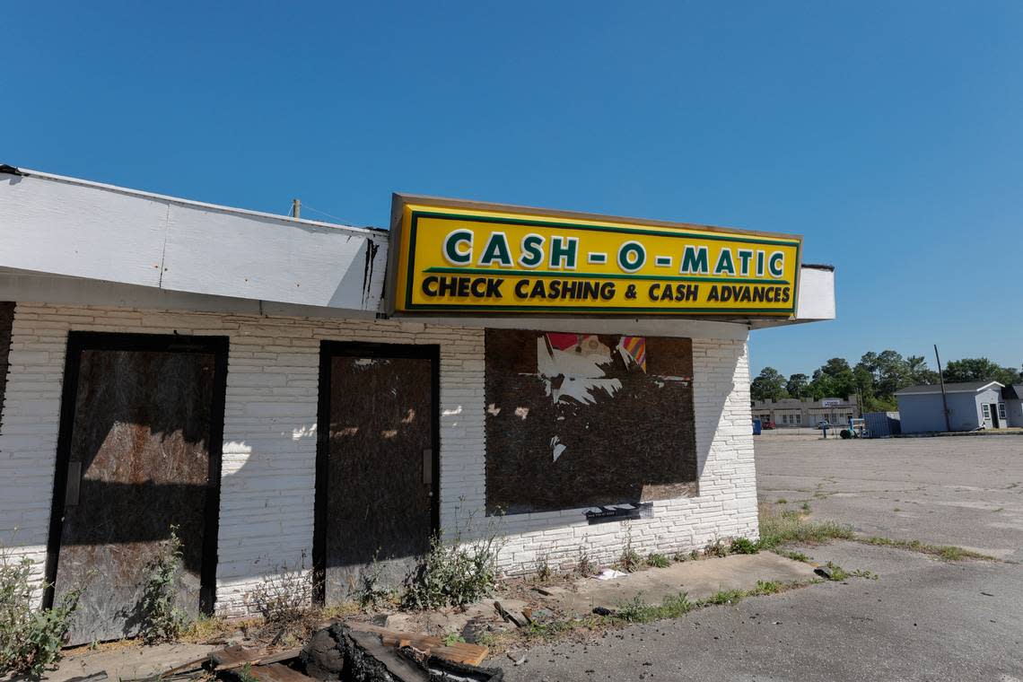 Dilapidated storefronts dot West Columbia’s Triangle City neighborhood.