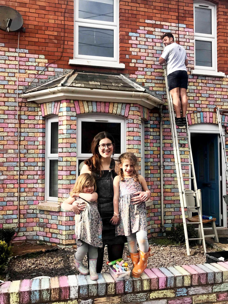 Mum Fern and the girls started the project but her partner Mario finished it off. (SWNS)