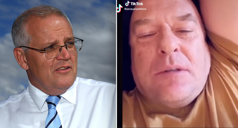 Prime Minister Scott Morrison, left, and actor Breaking Bad Dean Norris.