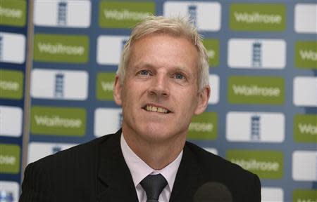 England's Peter Moores smiles during a news conference at Lord's cricket ground in London April 19, 2014. REUTERS/Philip Brown