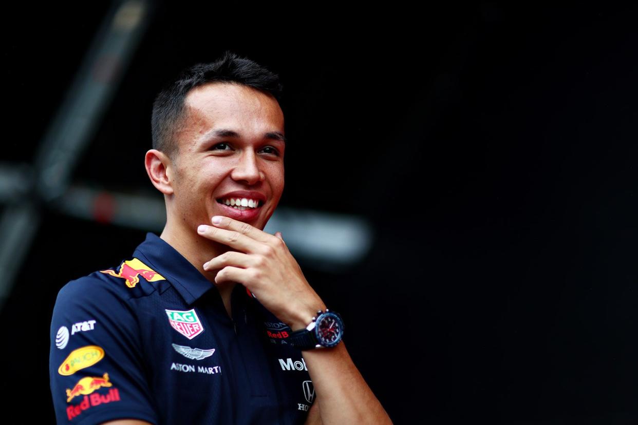 MONZA, ITALY - SEPTEMBER 05: Alexander Albon of Thailand and Red Bull Racing looks on from the fan stage during previews ahead of the F1 Grand Prix of Italy at Autodromo di Monza on September 05, 2019 in Monza, Italy. (Photo by Dan Istitene/Getty Images)