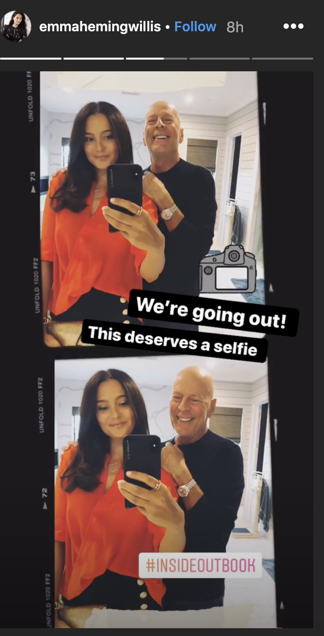 Bruce Willis and his wife, Emma Heming Willis, attended Moore's book party on Monday. (Screenshot: Emma Heming Willis) 