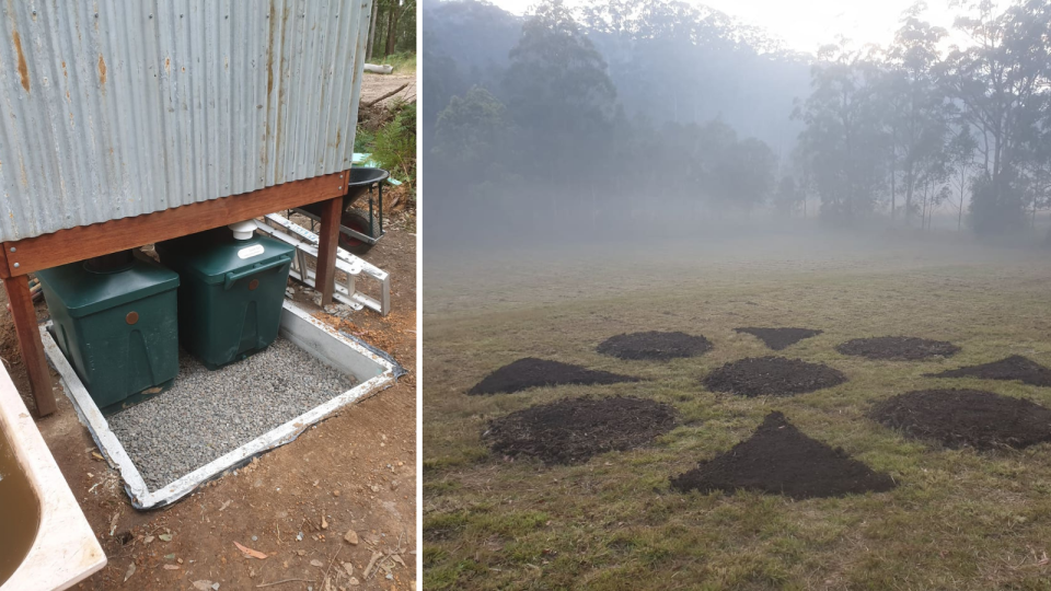 The Ingrams have already installed composting toilets and are growing a mandala vegetable garden.  (Sources: Supplied)