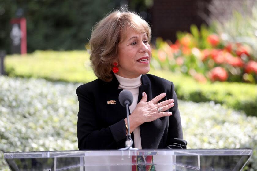 LOS ANGELES, CA - APRIL 01: Carol Folt, president USC, at the University of Southern California.