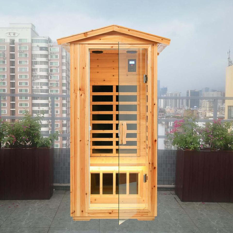 Xmatch Far Infrared Wooden Outdoor Sauna 1-Person