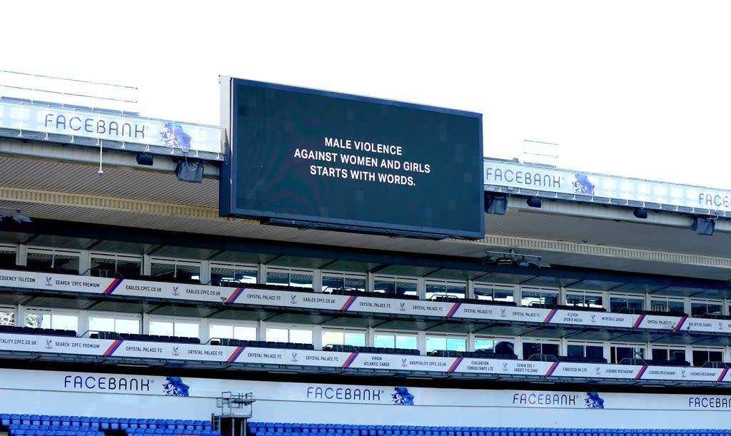 A message in a campaign to tackle violence against women and girls (Gareth Fuller/PA) (PA Wire)