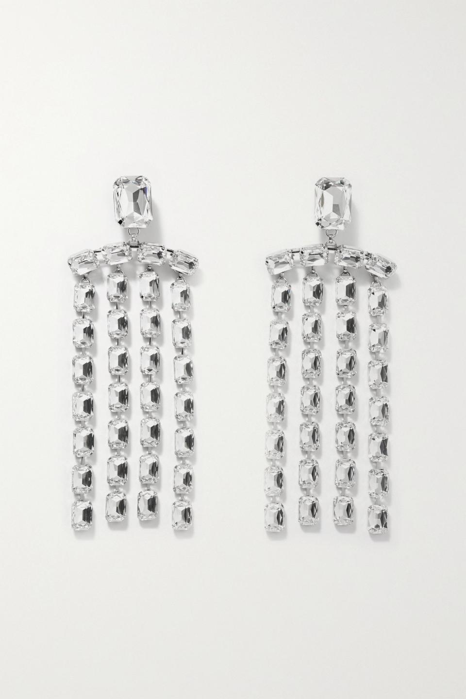 15) Silver-Tone Crystal Earrings