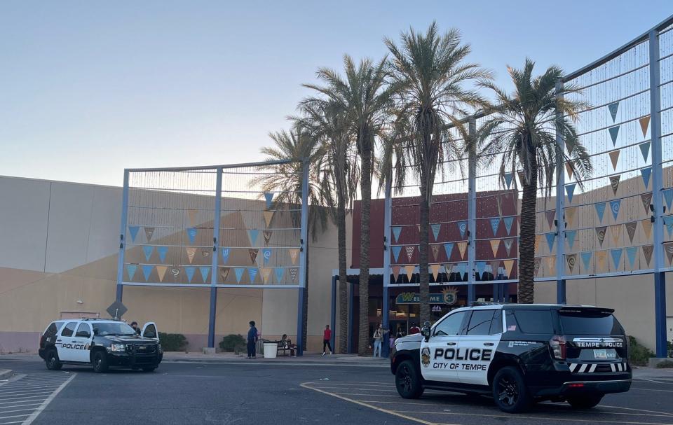 Tempe police officers respond to an incident at Arizona Mills mall on Aug. 5, 2023.