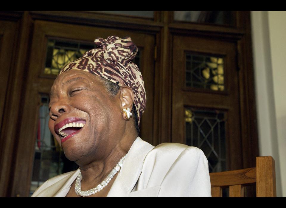 Maya Angelou laughs at the Abyssian Development Corporation's tenth annual Harlem Renaissance Day of Commitment in New York City.  