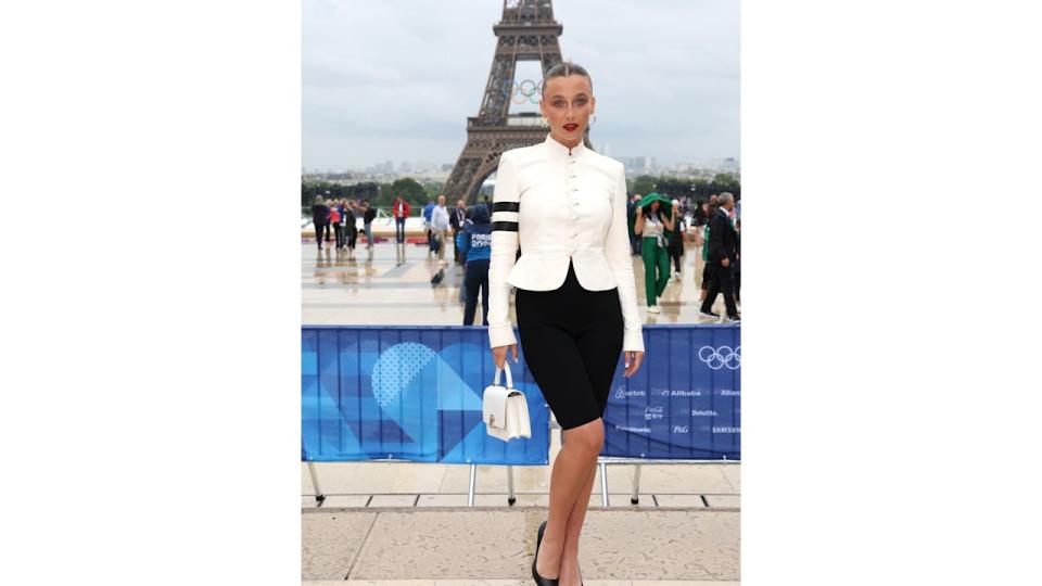 Emma Chamberlain attends the red carpet ahead of the opening ceremony of the Olympic Games Paris 2024