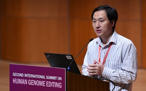 Chinese scientist He Jiankui speaks at the Second International Summit on Human Genome Editing in Hong Kong on November 28, 2018.  - Credit: AFP