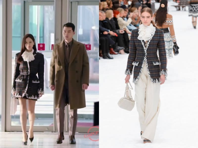 孫藝珍這身造型同樣來自Chanel 2019秋冬系列。（截自微博、品牌提供）