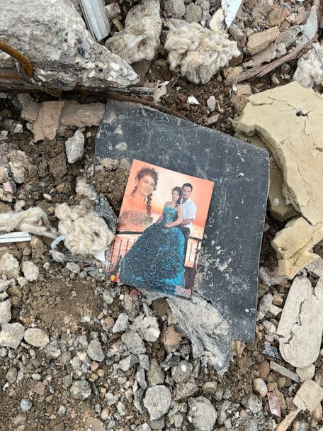 PHOTO: Personal photos found amid the debris in Hatay, Turkey, in the wake of the 7.8 magnitude earthquake in February 2023. (Ibtissem Guenfoud/ABC News)