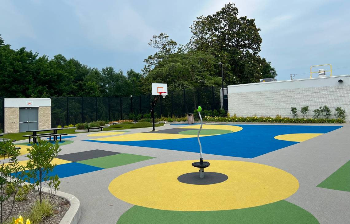 A turf basketball court and play space for patients at The Hope Center are available to them when they are receiving treatment. More additions for the area could be added in the coming months.