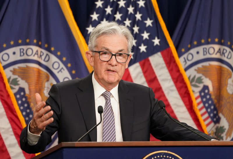 FILE PHOTO: Federal Reserve Chair Powell holds a press conference in Washington