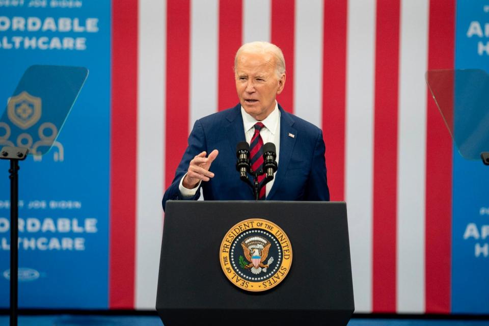 PHOTO: President Joe Biden speaks at the Chavis community center on March 26, 2024 in Raleigh, North Carolina. (Eros Hoagland/Getty Images)