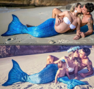 <p>Die perfekten Fotos für das Familienalbum! Dieses Mermaid-Paar ließ sich vor und nach der Schwangerschaft fotografieren. Wo einst der Babybauch der werdenden Mutter hervorragte, sitzt nun ein süßer Meerjungfrauen-Nachwuchs. (Bild: Instagram/ulysses-padilha) </p>