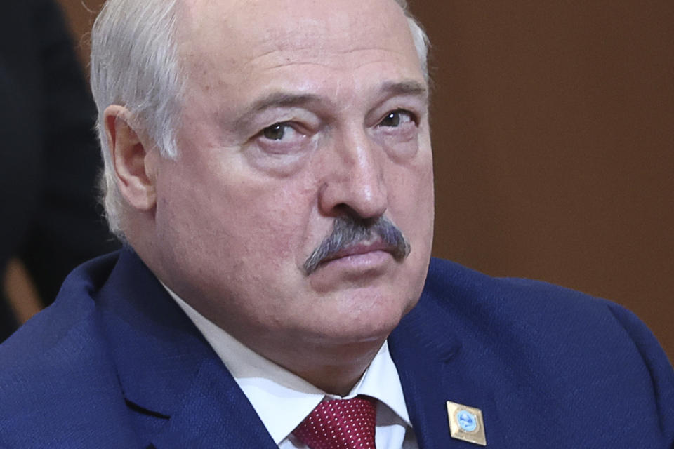Belarusian President Alexander Lukashenko attends the Shanghai Cooperation Organisation (SCO) summit in Astana, Kazakhstan, Thursday, July 4, 2024. (Sergey Savostyanov, Kremlin Pool Photo via AP)