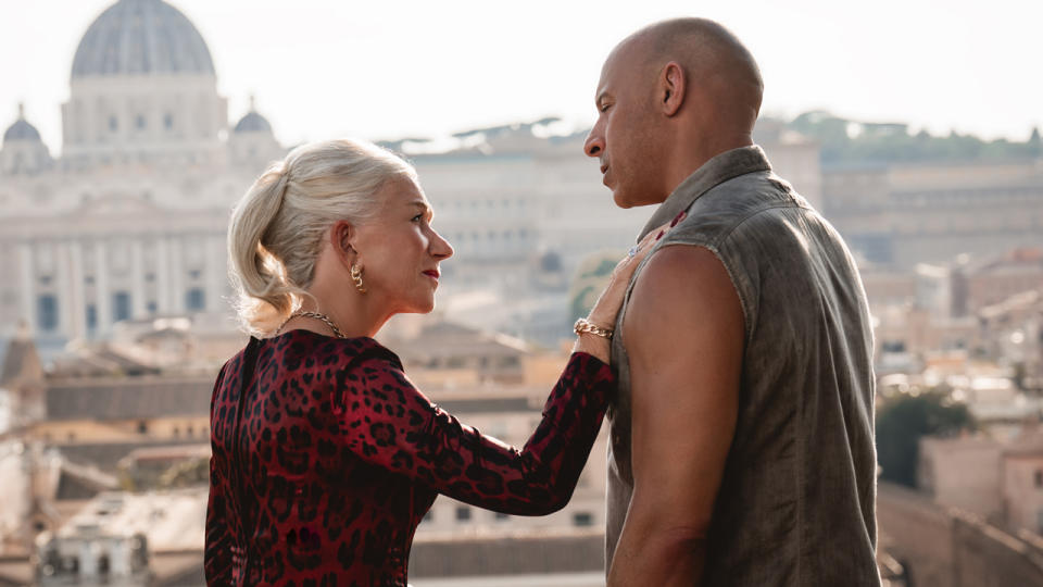 Hellen Mirren and Vin Diesel in Fast X