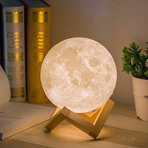 6) 3D Moon Lamp with 5.9 Inch Wooden Base