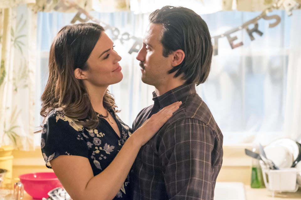 Mandy Moore and Milo Ventimiglia as Rebecca and Jack Pearson on "This Is Us."&nbsp; (Photo: NBC via Getty Images)