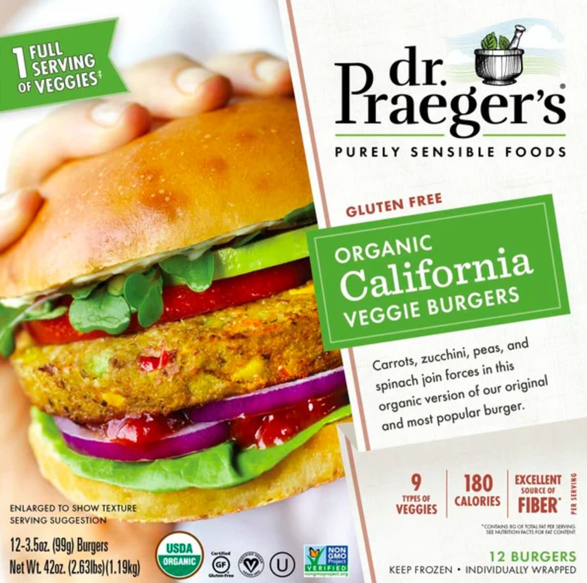 Dr. Praeger's Organic California Veggie Burgers, 12-Count