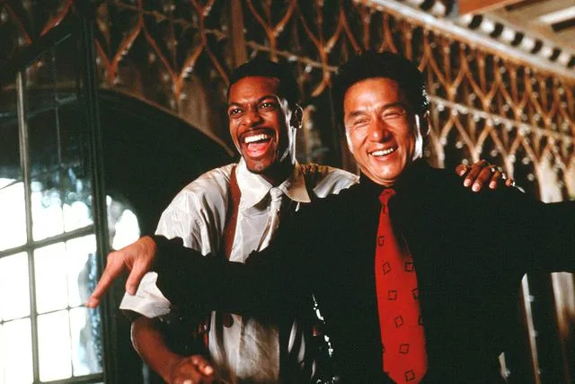 <p>Bob Marshak/New Line/Roger Birnbaum/Kobal/Shutterstock</p> Chris Tucker and Jackie Chan in 1998's Rush Hour