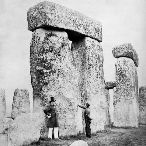 Visitors at Stonehenge in nineteenth century - Credit: English Heritage