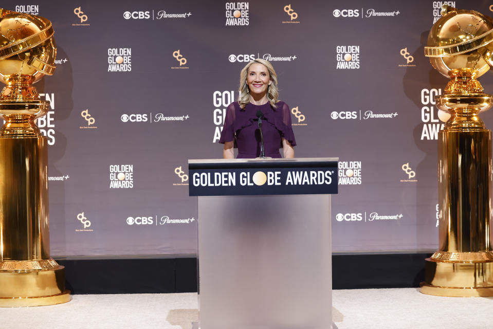 Golden Globe Awards president Ellen Hoehen announced nominees in December 2023. (Getty Images)