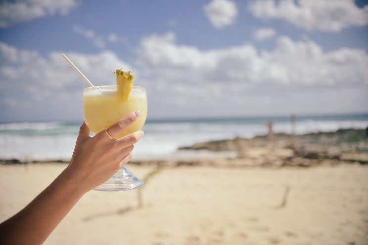 Pina colada on beach